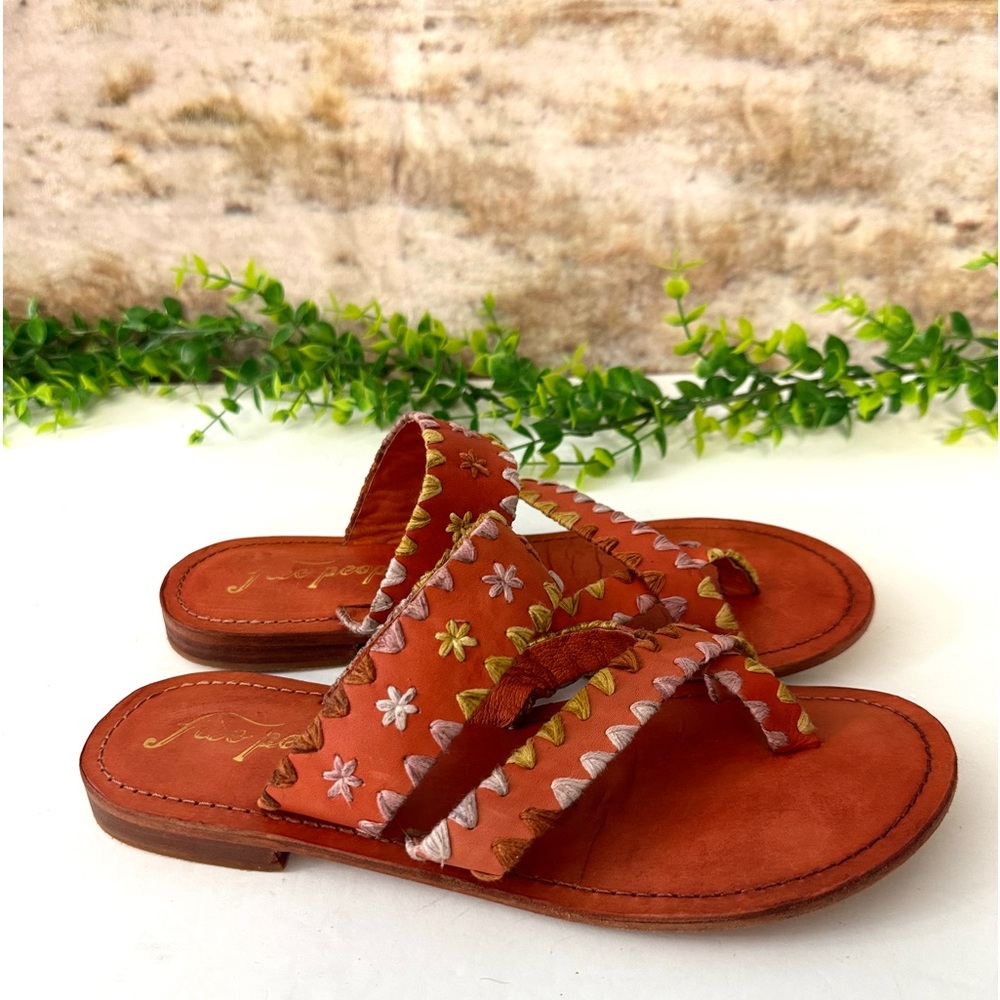Free People Bella Caia Crochet Sandal in Tiger Lilly Size 38 - 7.5 US